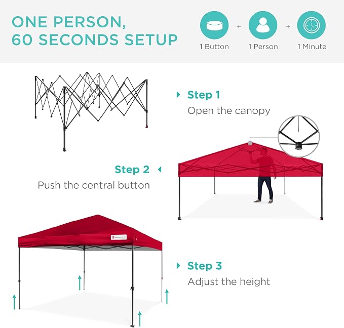 Best Choice Products 10x10ft Pop Up Canopy Tent, Outdoor Shade, 1 Person 1 - Image 2