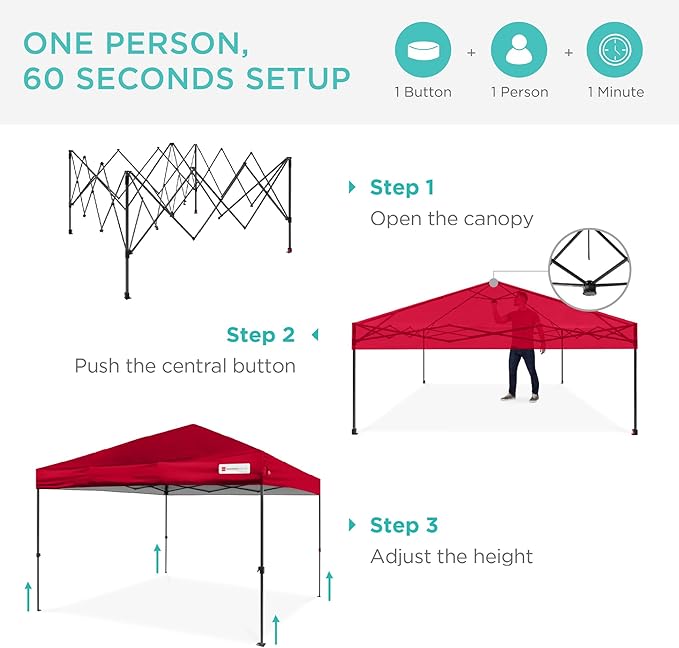 Best Choice Products 8x8ft Pop Up Canopy Tent, Outdoor Shade, 1 Person 1 Minute - Image 2