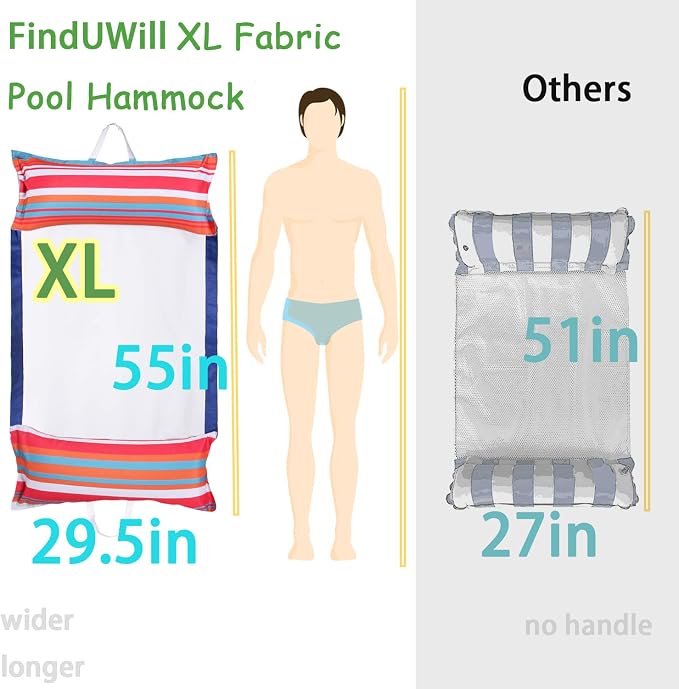 FindUWill Fabric Pool Hammock Floats 2 Pack, Inflatable Water Hammocks 4-in-1 - Image 5