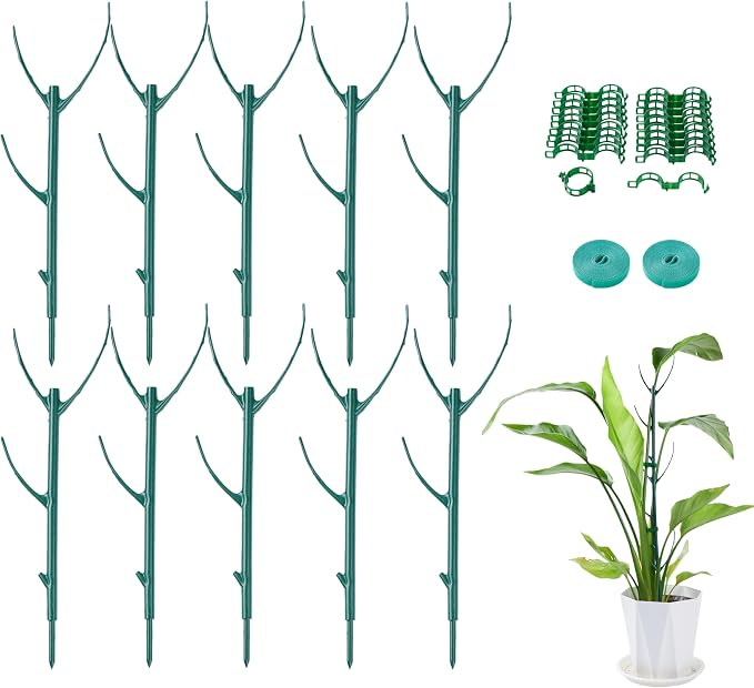 10 Pack Adjustable Plant Support Stakes, Stackable Plant Support Pole by Unknown