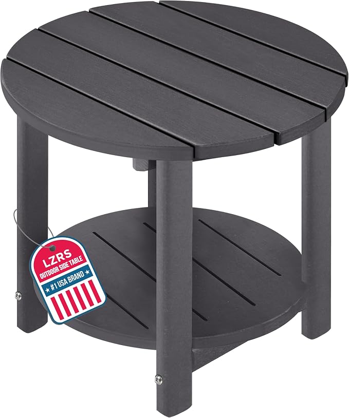 LZRS Round Adirondack Side Table Double End Table, Outdoor Side Tables by LZRSPET