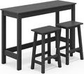 SERWALL 3-Piece Outdoor Bar Set, Rectangular All Weather HDPE Bar Height Patio by SERWALL