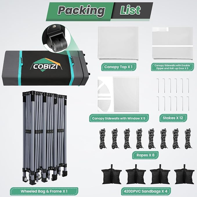 COBIZI 10x30 Pop Up Canopy Tent - Image 7