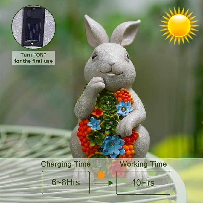 Nacome Solar Garden Outdoor Statues Bunny - Image 6