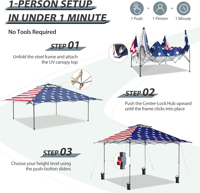 EAGLE PEAK 13x13 Straight Leg Pop Up Canopy Tent Instant Outdoor Canopy Easy - Image 2