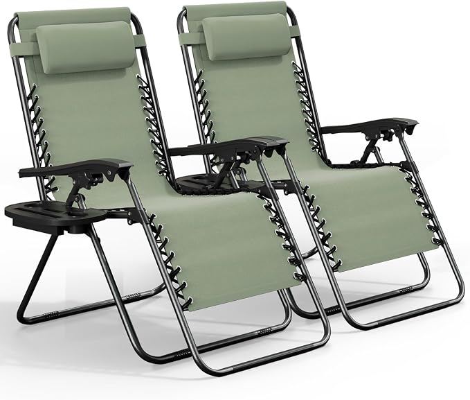 Nestl Zero Gravity Chairs Set of 2, Patio Lounge Chair Outdoor by Nestl