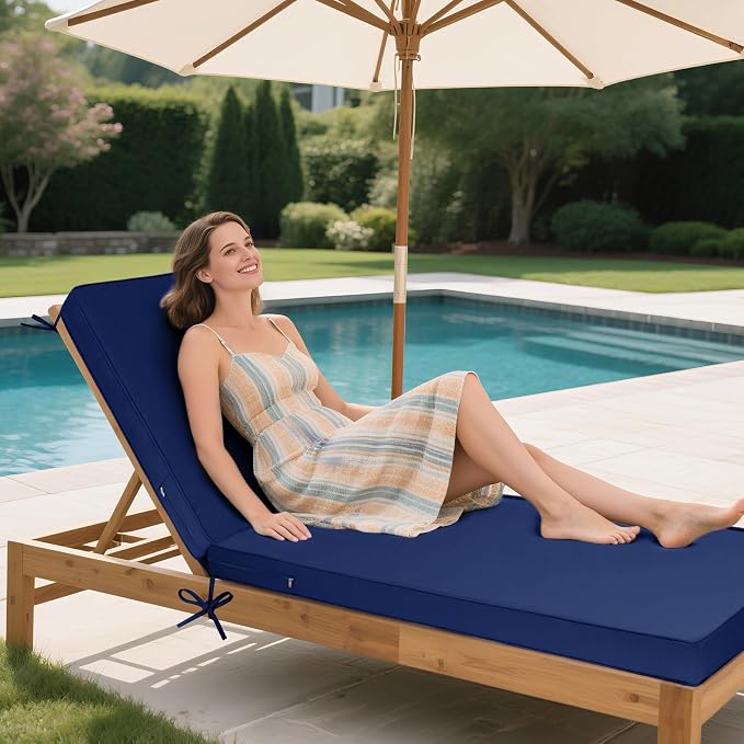 Lounge Chair Cushion Waterproof Chaise Lounge Cushions 72x21x3 Inch Non-Slip - Image 6