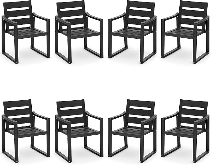 HDPS Outdoor Dining Chairs Set of 8, 350 LBS, Patio Dining Chairs by COZYMAN