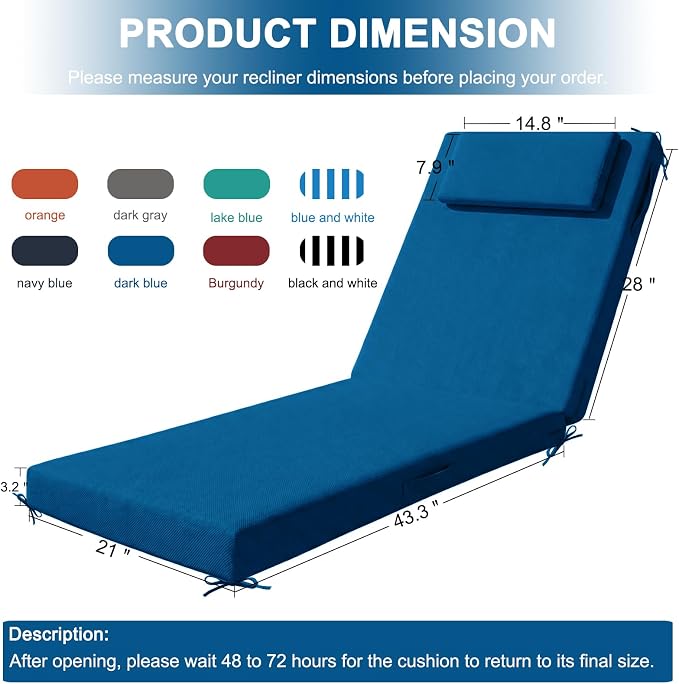 Outdoor Lounge Chair mat, 71 inches x 21 inches, Waterproof Chaise Lounge - Image 2