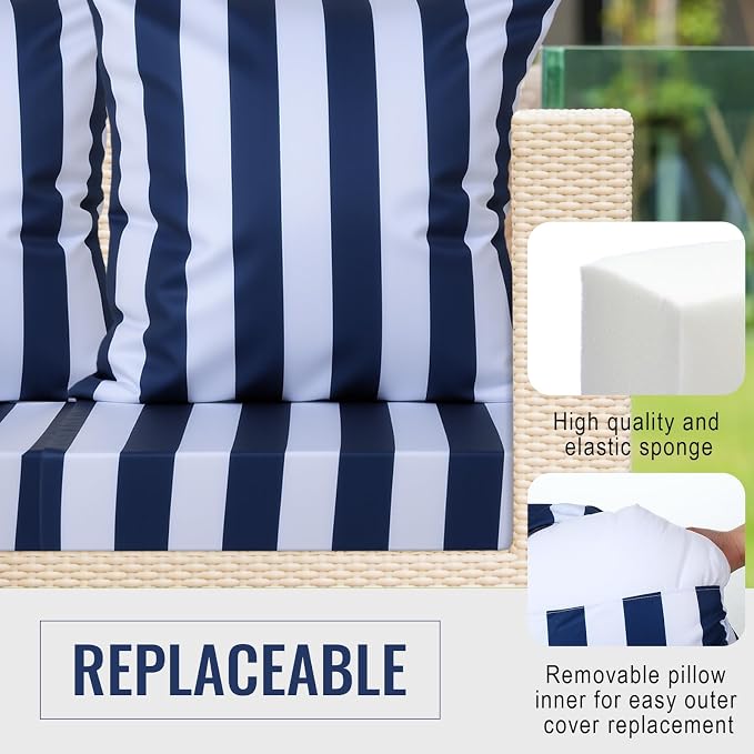 Hoteam 6 Set Outdoor Chair Cushions 20 x 20 Inch Patio Cushions Deep Seat - Image 5