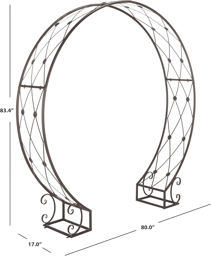 SAFAVIEH Outdoor Collection Mizell Rustic Brown Lattice Wrought Iron Moon - Image 3