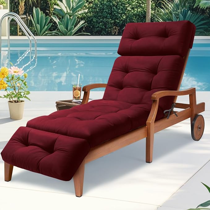 Outdoor Chaise Lounge Cushion Waterproof, 74.4x22x4.7 Inch Oxford Fabric - Image 6