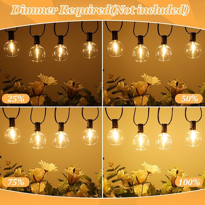 Bosceos 100ft Outdoor G50 LED Globe String Lights Dimmable Waterproof - Image 4