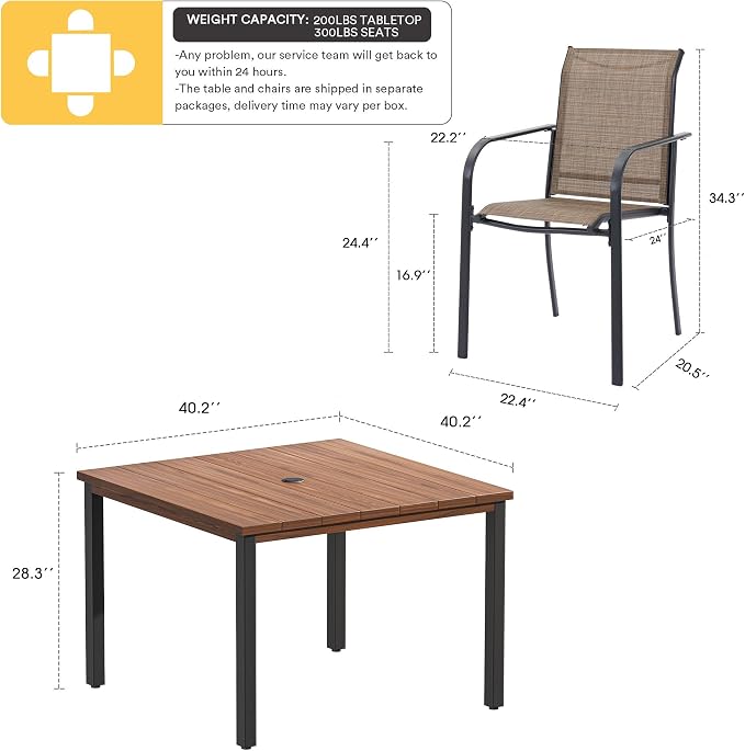 VICLLAX Outdoor Dining Set for 4, 5 Pieces Patio Dining Furniture Set - Image 2