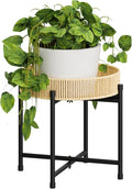 Bamworld Rattan Plant Stand Indoor Boho Plant Table by Bamworld