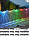 16 Pack Solar Deck Lights Outdoor, RGB Christmas Solar Fence Lights Outdoor Led by Herzila