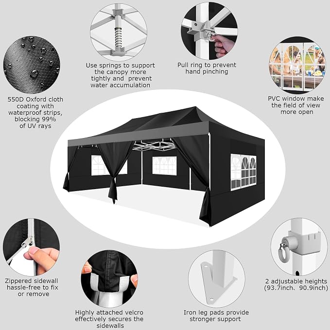 COBIZI Pop up Canopy Tent 13x26 Heavy Duty Gazebo - Image 2