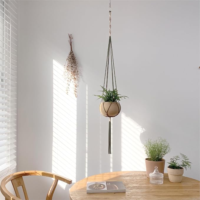 Macrame Plant Hanger Polyester Rope 42 Inch Outdoor Indoor Adjustable Hanging - Image 2
