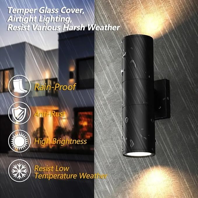 4Pack 14inch LED Square Up & Down Wall Lights, 14W Outdoor Wall Light 4000K Day - Image 2