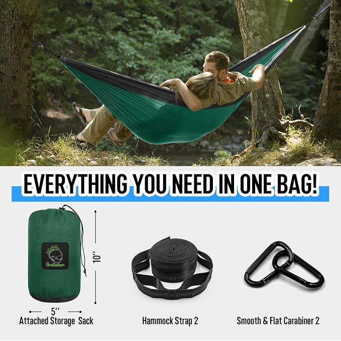 Grassman Camping Hammock Double & Single Portable Hammock - Image 4
