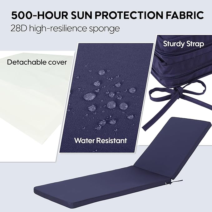 Only choice Outdoor Lounge Chair Cushions Patio Chaise Lounge Replacement - Image 6