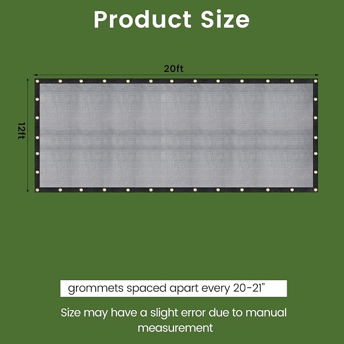 60-70% 12 FT. X 20 FT Mesh Tarp/Shade Cloth 9-Needle Knitted Heavy Duty Black - Image 6
