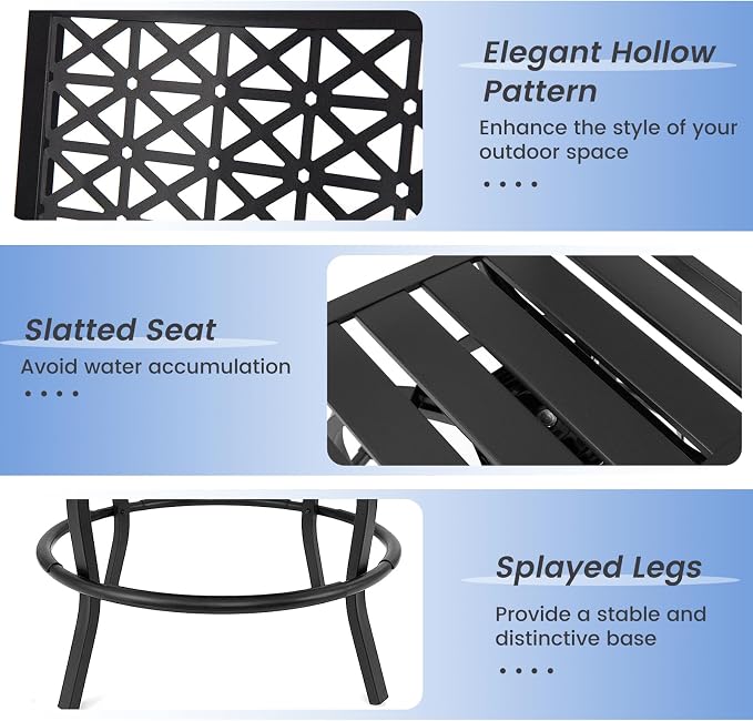 Giantex Outdoor Bar Stools Set of 4, Metal Patio Bar Chairs - Image 9