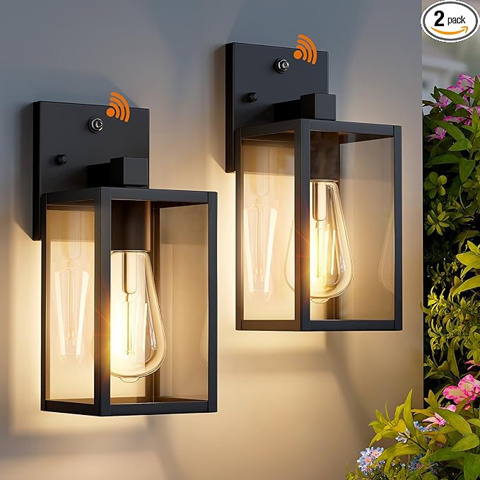 2 Pack Dusk to Dawn Exterior Lighting Fixtures Wall Mount, Sensor Outside Front by Unknown
