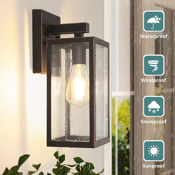 MAXvolador Outdoor Wall Sconce, Exterior Waterproof Wall Lantern Light Fixture - Image 2