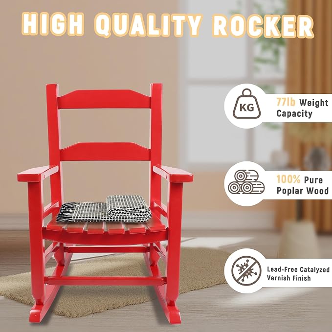 Toddler Rocking Chair Kids Wooden Indoor - Image 6
