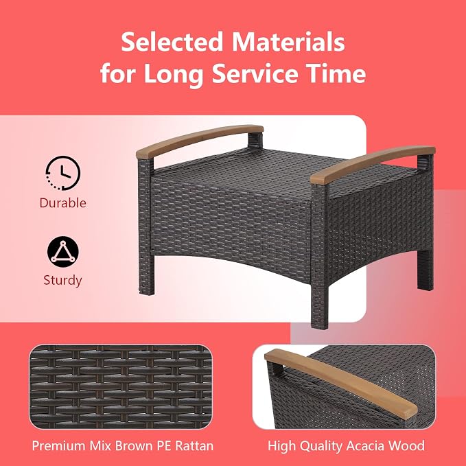 RELAX4LIFE Outdoor Wicker Ottomans - Image 5