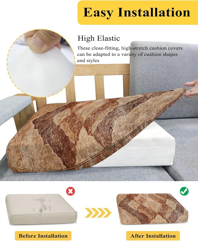 Brown Abstract Stretch Couch Sofa Cushion Covers, Sectional/Individual/L/T - Image 5