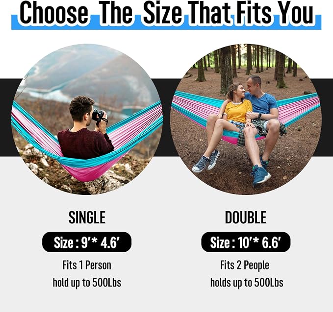 Grassman Camping Hammock Double & Single Portable Hammock - Image 2