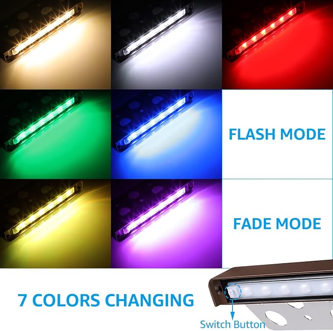 LEONLITE 8-Pack Premium Series RGB 7 Inch 3W LED Retaining Wall Lights Swivel - Image 2