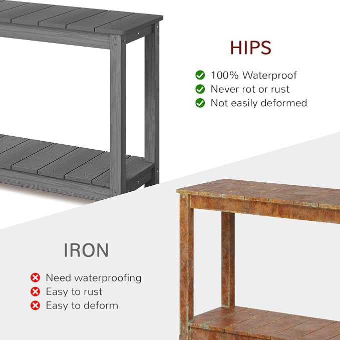Stoog All-Weather Console Table, 2-Tier Patio Console Table Outdoor - Image 7