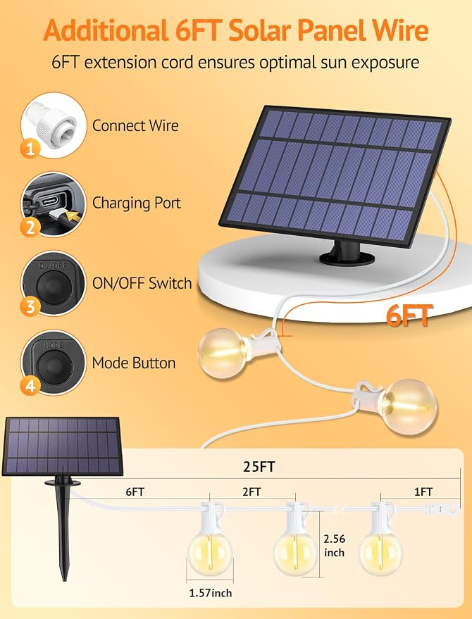 25FT Solar String Lights Outdoor - Image 4