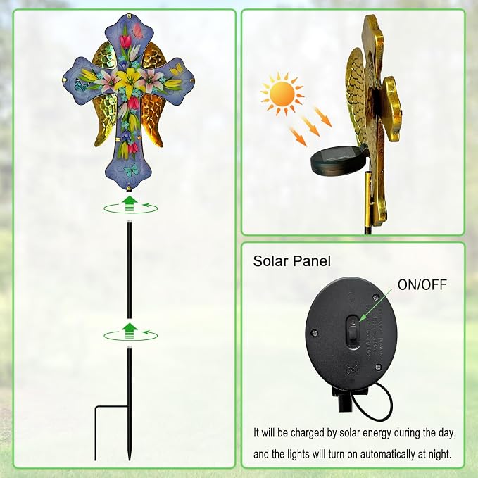 Solar Cross Garden Stake Lights - Image 6