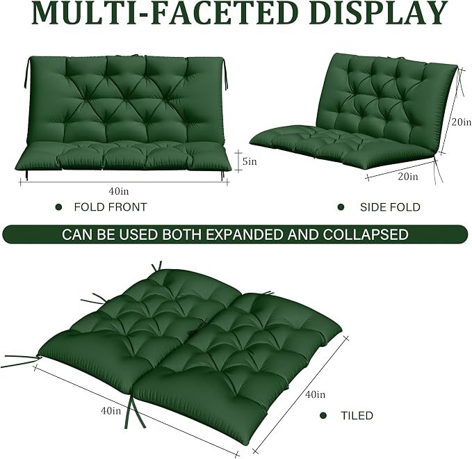 Porch Swing Cushion with Backrest, Waterproof Bench Cushion - Image 2