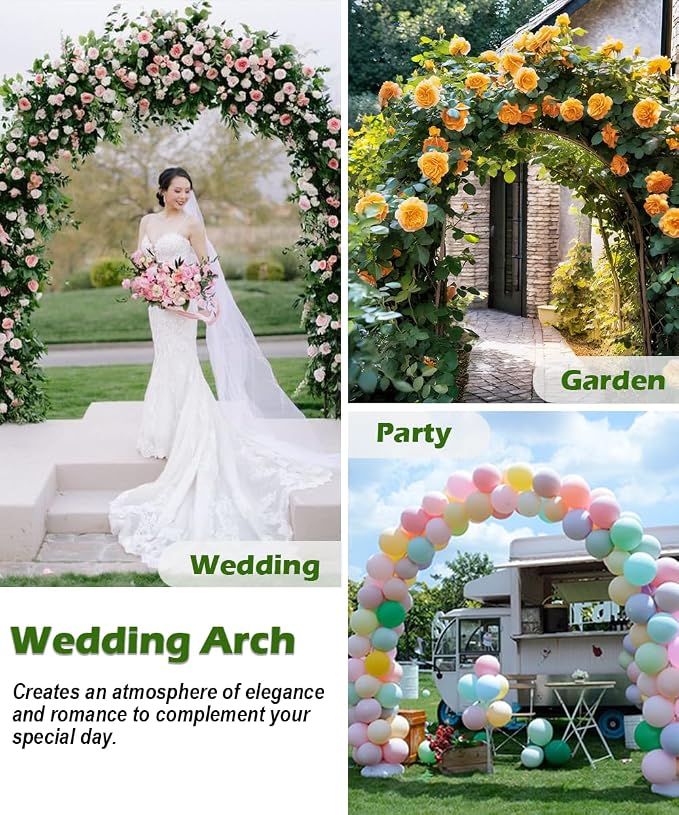 Queension Metal Wedding Arch for Ceremony Party Decoration 7Ft Wide 7.7Ft High - Image 5