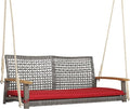 Happygrill 2-Person Patio Porch Swing Chair, Outdoor Rattan Swing Bench by HAPPYGRILL