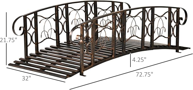 Outsunny 6' Metal Arch Backyard Garden Bridge - Image 7