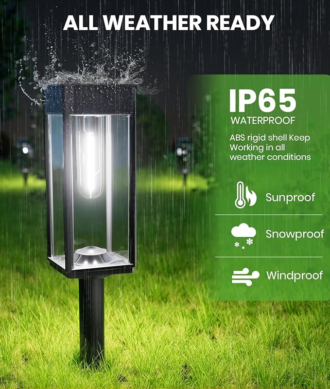 Bright Solar Pathway Lights Outdoor Waterproof IP65, 8 Pack Auto On/Off Solar - Image 6