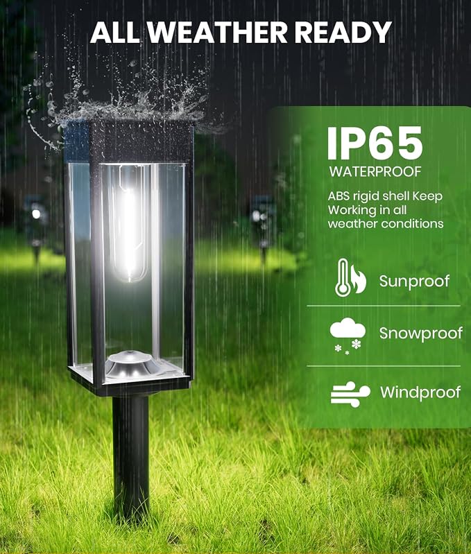 Bright Solar Lights Outdoor Waterproof IP65, 4 Pack Pathway Lights Solar Powerd - Image 6