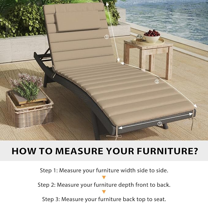 Sundale Outdoor Olefin Quilted Lounge Cushion Set of 2, Patio Foldable Chaise - Image 7