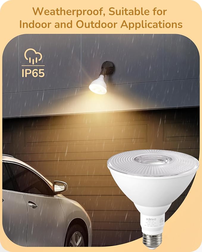 EDISHINE PAR38 LED Outdoor Flood Light Bulbs 2 Pack, 120W Equivalent Dimmable - Image 4