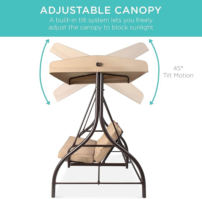 Best Choice Products 3-Seat Outdoor Large Converting Canopy Swing Glider - Image 5