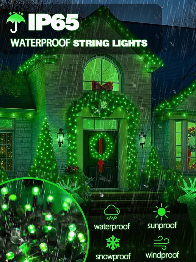 4 Pack 180FT Solar St. Patrick's Day Lights Outdoor Waterproof, Super Bright - Image 2