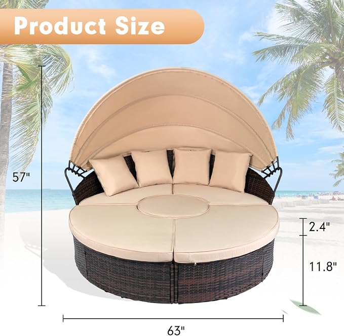 SUNCROWN Outdoor Patio Round Daybed - Image 8
