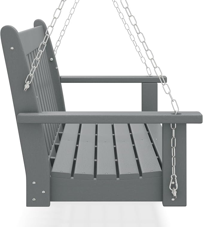 COSTAELM Paradise Outdoor Patio HDPE Hanging Front Porch Swing Bench - Image 3
