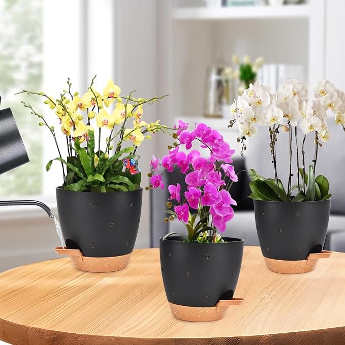 6 Inch Orchid Pots with Holes, 2 Pack Self Watering Planters - Image 6
